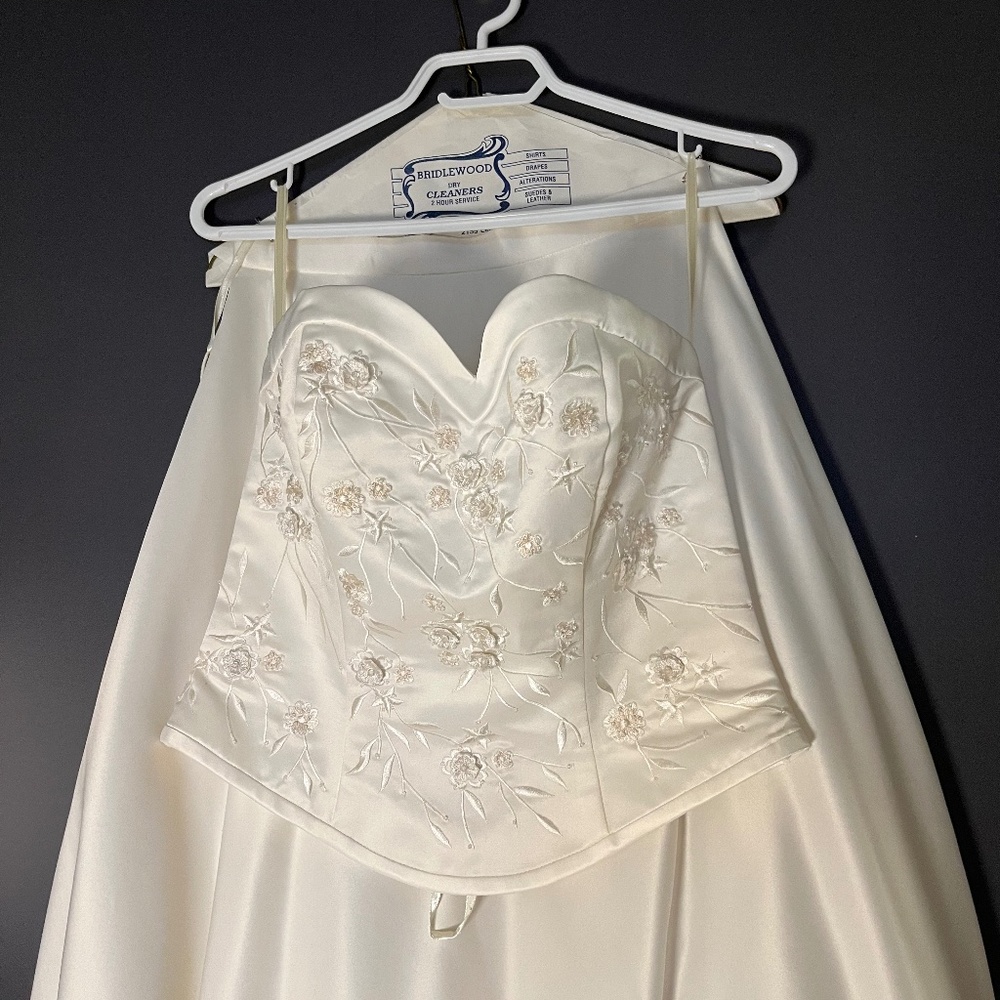 Classic Ivory Satin Embroidered Wedding Dress - two piece